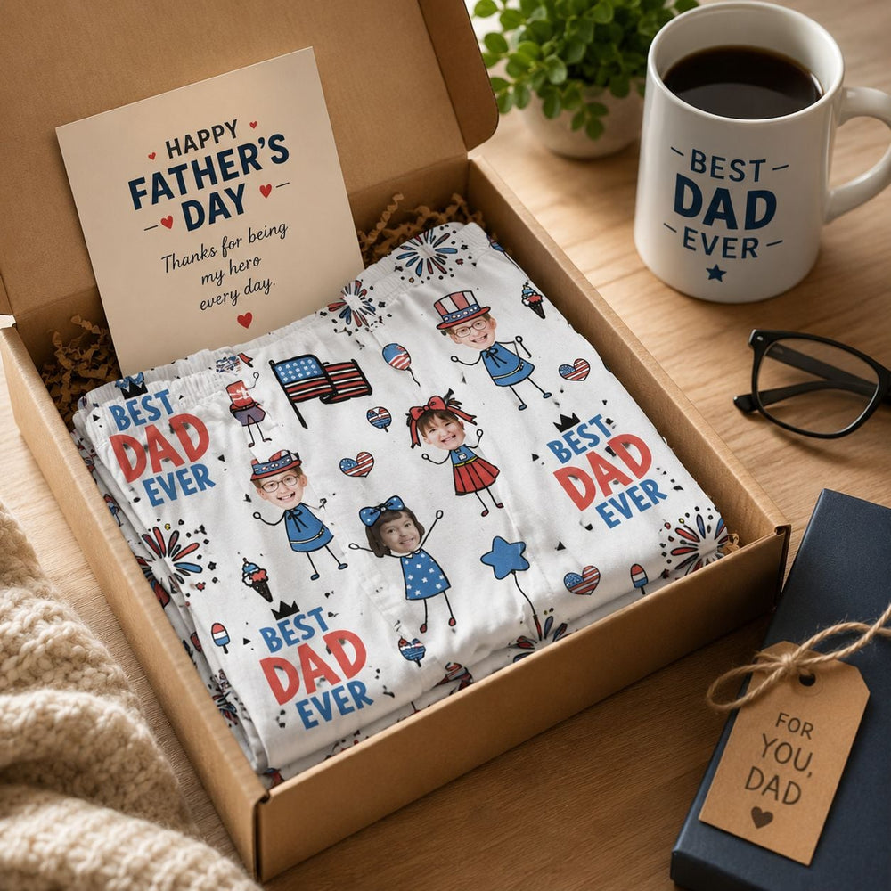 Best Dad Ever USA Flag - Personalized Lounge Pants | Cozy Father’s Day Gift For Dad & Husband