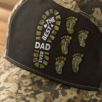 Dad Foot Print Gift For Dad Grandpa - Personalized Cap | Cute Family Gift
