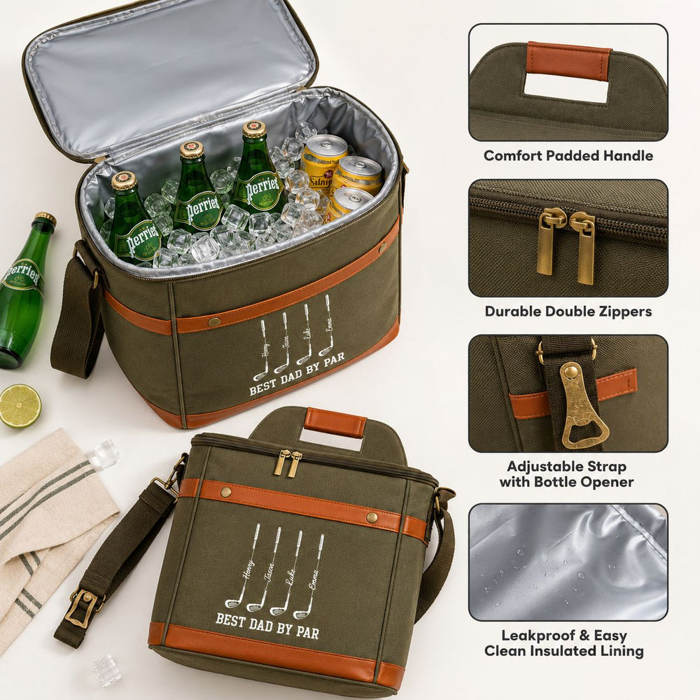 Father's Day Gifts, Best Dad By Par, Best Grandpa By Par - Personalized Cooler Bag | Perfect Golf Lover Gift For Dad & Grandpa