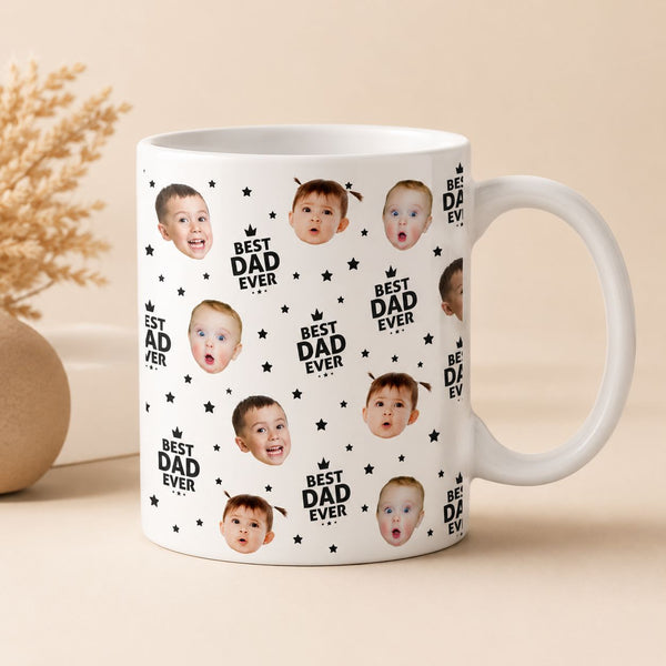 Best Dad Ever Custom Funny Kid Face Father's Day Gift For Dad, Husband, Grandpa - Personalized Mug | Gift For Dad & Grandpa