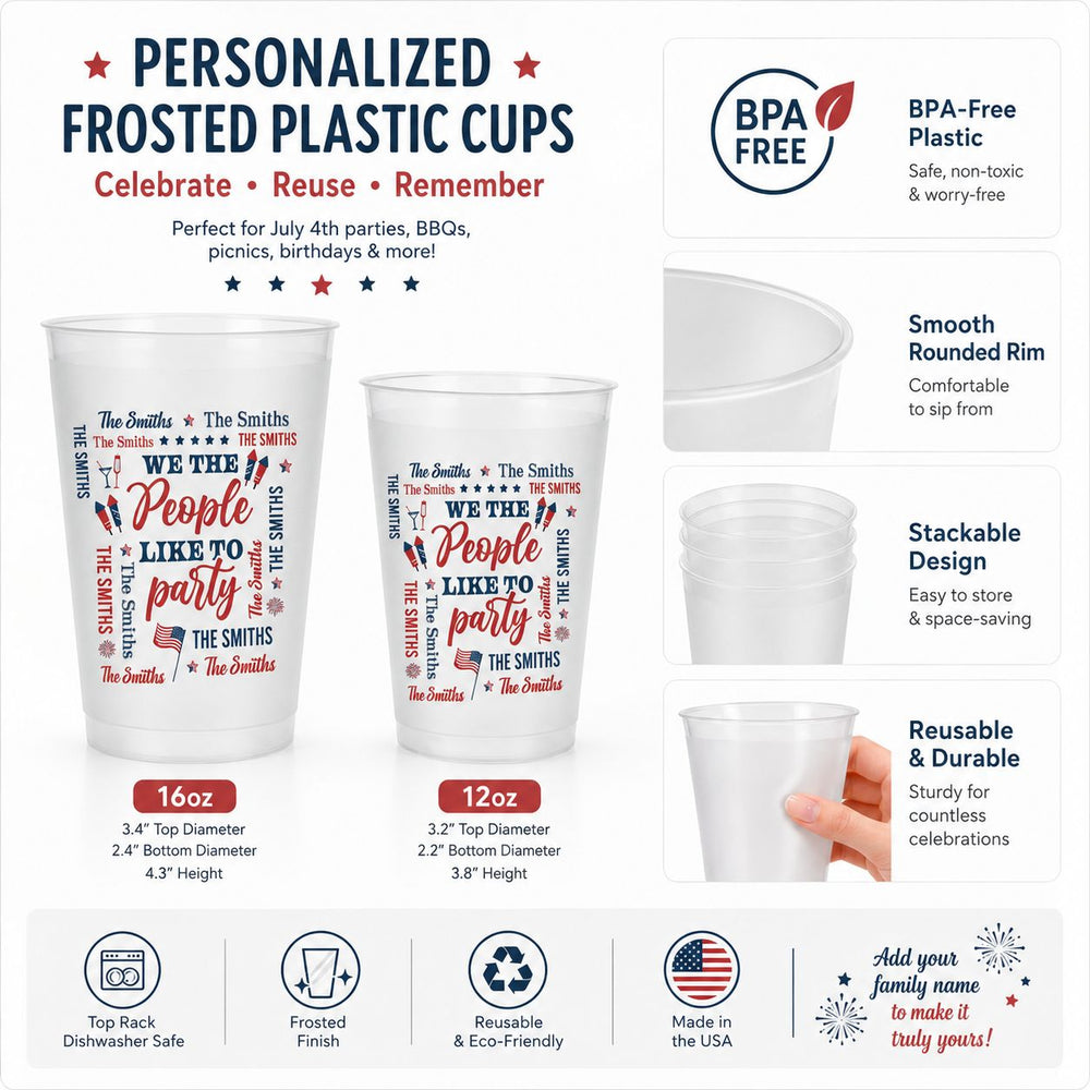 We The People Like To Party Family Name Patriotic - Personalized Cups