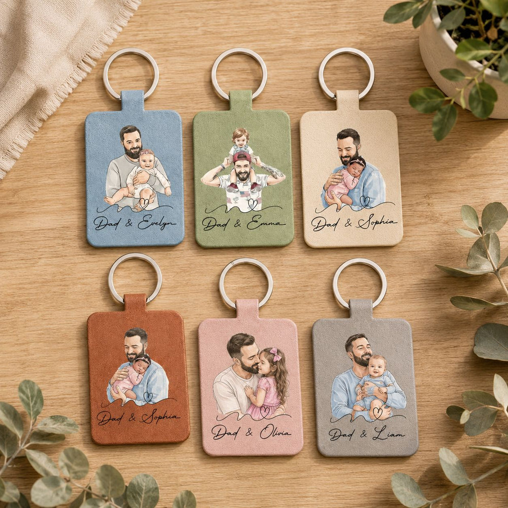 The Moment You Became My Dad Custom Photo Watercolor Father's Day Gift - Personalized Keychain | For Dad