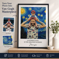 Custom Photo Van Gogh Art Father's Day Gift For Dad, Husband - Personalized Poster | Unique Personalized Wall Decor