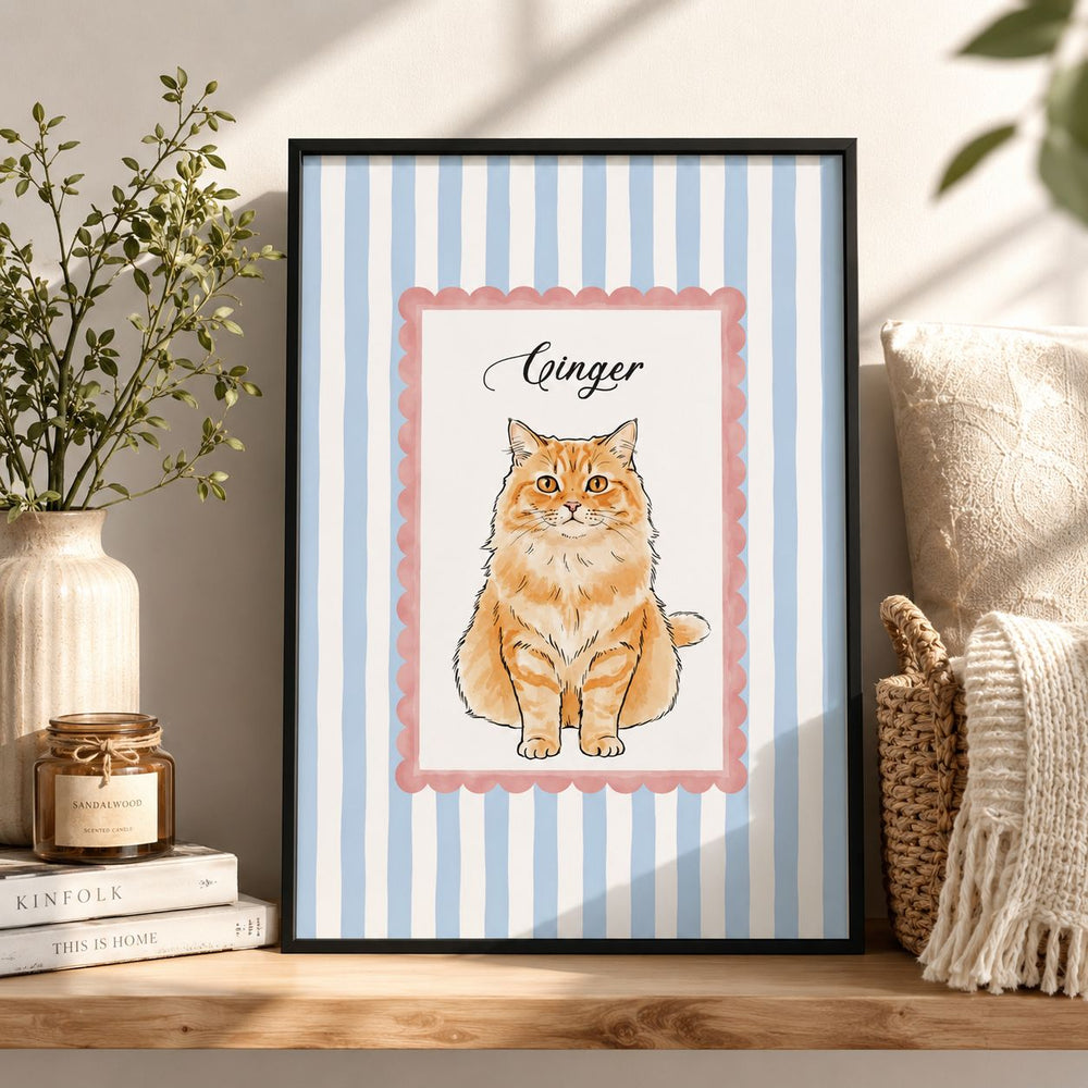 Custom Pet Portrait Watercolor Gift For Pet Lovers, Dog Lovers, Cat Lovers - Personalized Poster | Personalized Pet Memorial Wall Art Print