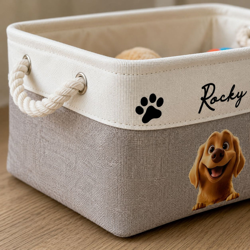 Custom Pets For Dog Lovers, Cat Lovers - Personalized Storage Basket | Cute Pet Lover Gift