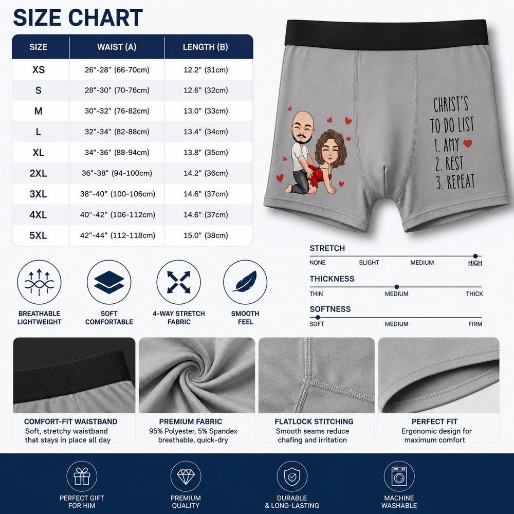 To Do List Naughty Couple Anniversary Gift - Personalized Men's Boxer Brief