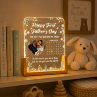 The Day You Became My Daddy - 1st Father's Day Gift - Personalized Night Light | Gift For New Dad