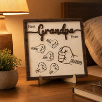 Best Dad Ever Fist Bump Father's Day Gift For Dad, Grandpa - Personalized Wooden Plaque | Heartwarming Gift From Kids & Grandkids
