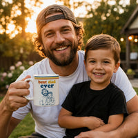 World's Best Dad Sketch Line Art Retro Mug Father's Day - Personalized Mug | Vintage Dad Gift