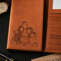 Dad Gifts Custom Photo Line Art Father's Day - Personalized Wallet | Custom Dad Keepsake