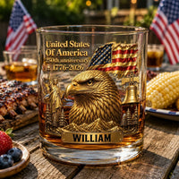 250th Anniversary - Personalized Whiskey Glass | Patriotic Bar Gift