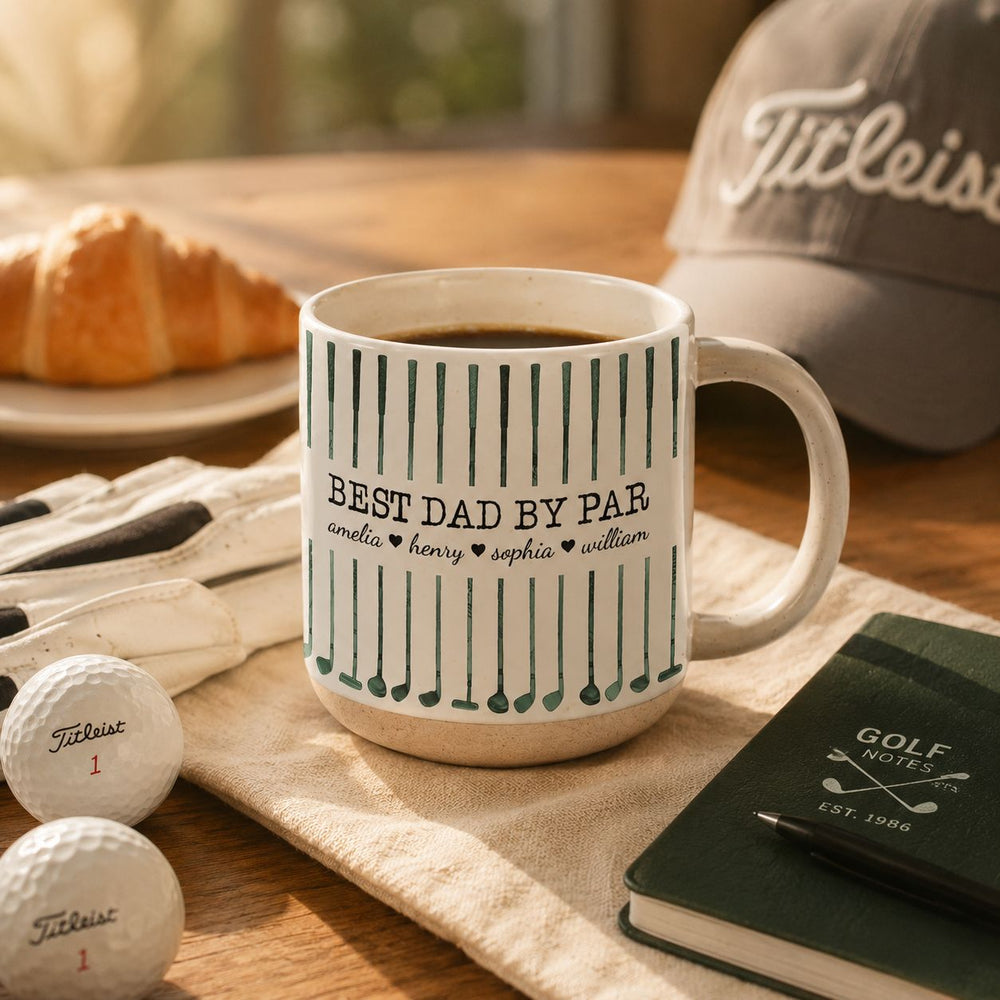 Best Dad By Par Custom Name Golf Dad Gift Father's Day - Personalized Mug | Funny Golf Dad Gift