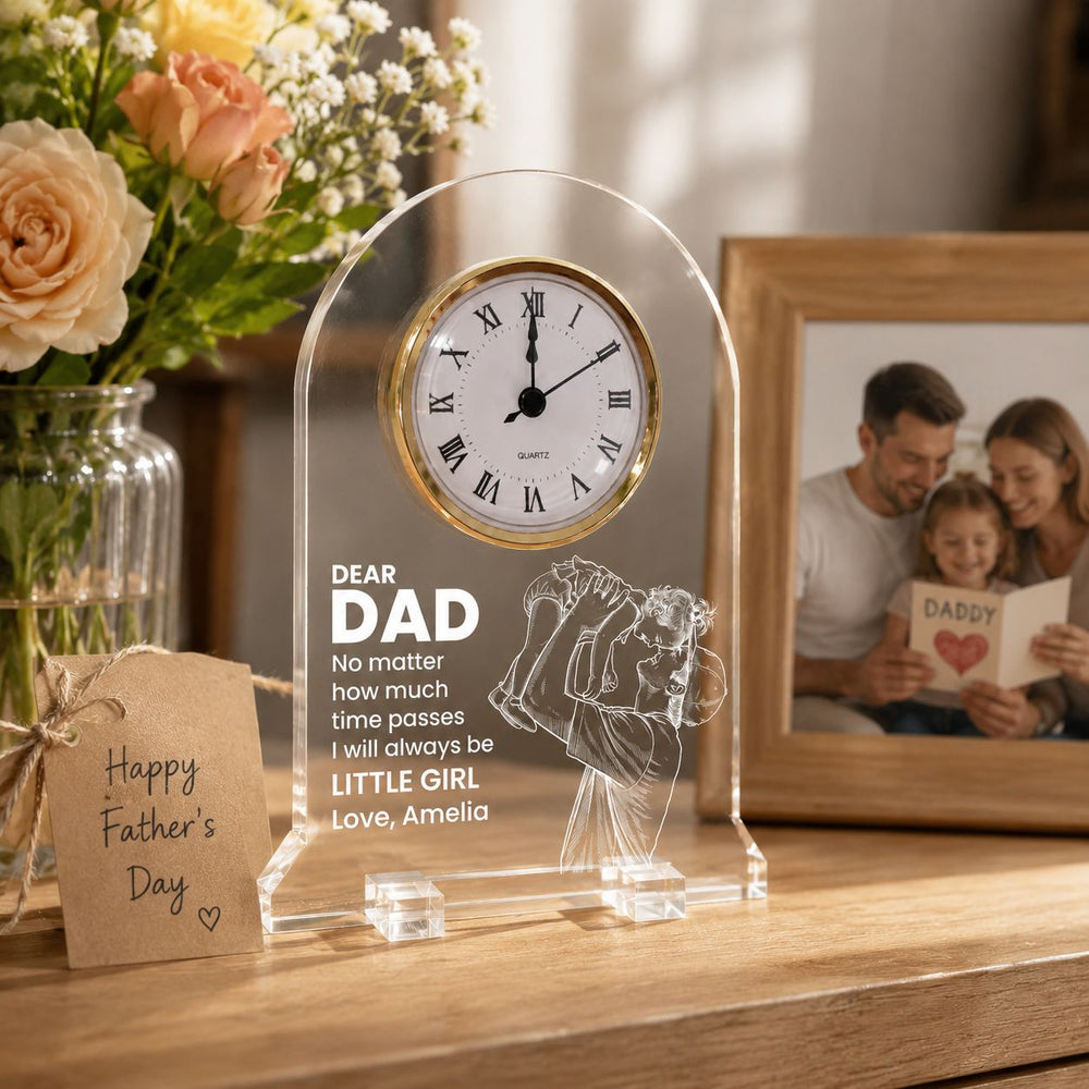 Father's Day Gifts, How Much Time Passes, I Will Always Be Your Little Girl, Boy - Personalized Desk Clock | Sentimental Gift