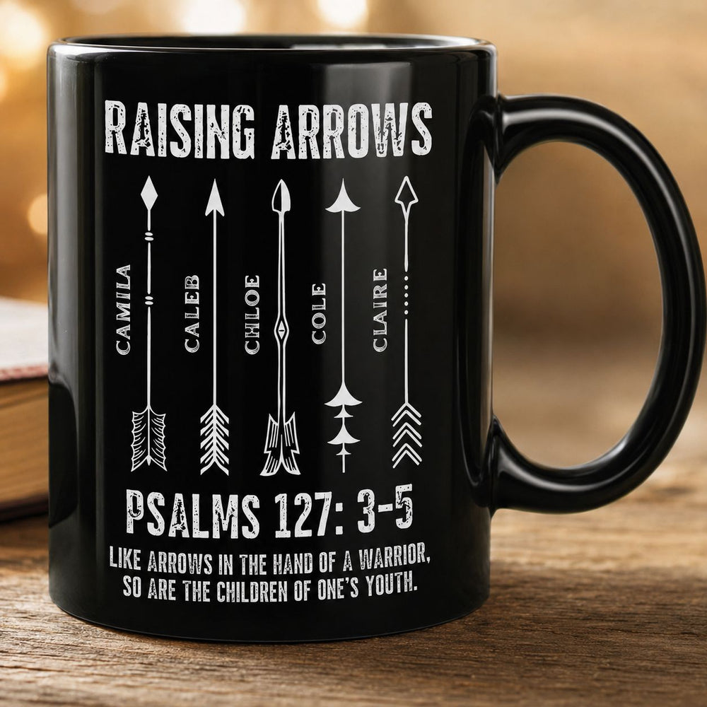 Raising Arrows Christian Dad With Kids' Names - Personalized Mug