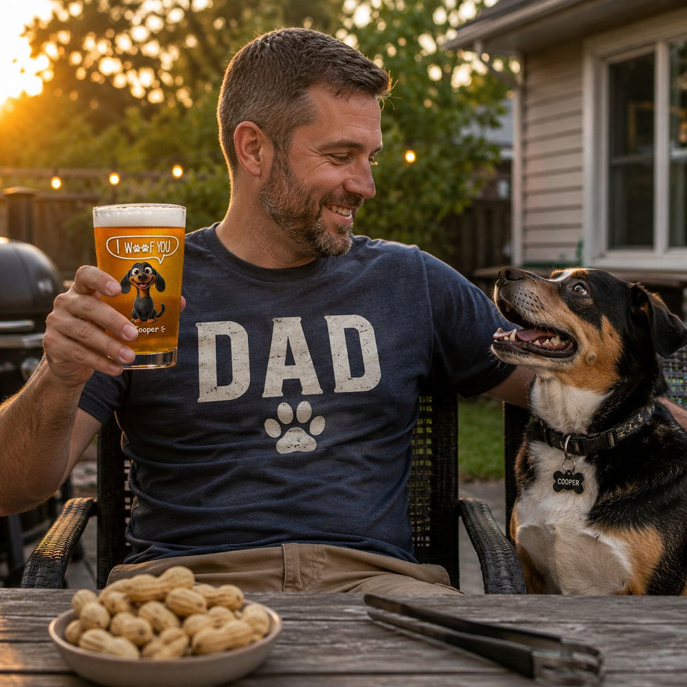 Thanks Dad We Woof You New Version - Personalized Beer Glass