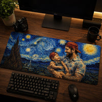 Custom Photo Van Gogh Art Father's Day Gift For Dad, Husband - Personalized Desk Mat | Artistic Dad Gift