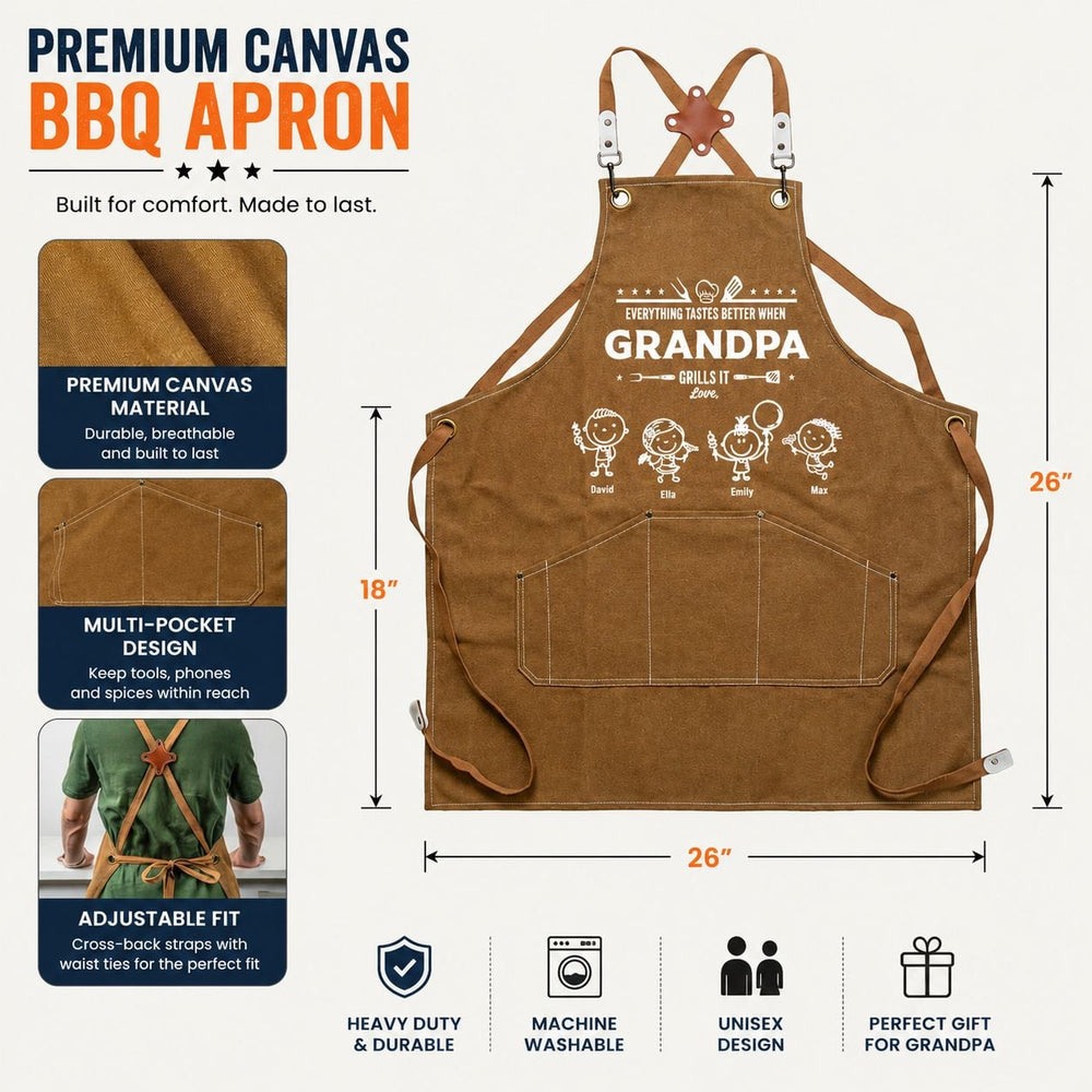 Everything Tastes Better When Grandpa, Dad Grills It - Personalized Apron