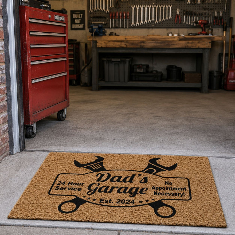 Dad's Garage Mechanic Dad Workshop - Personalized Doormat
