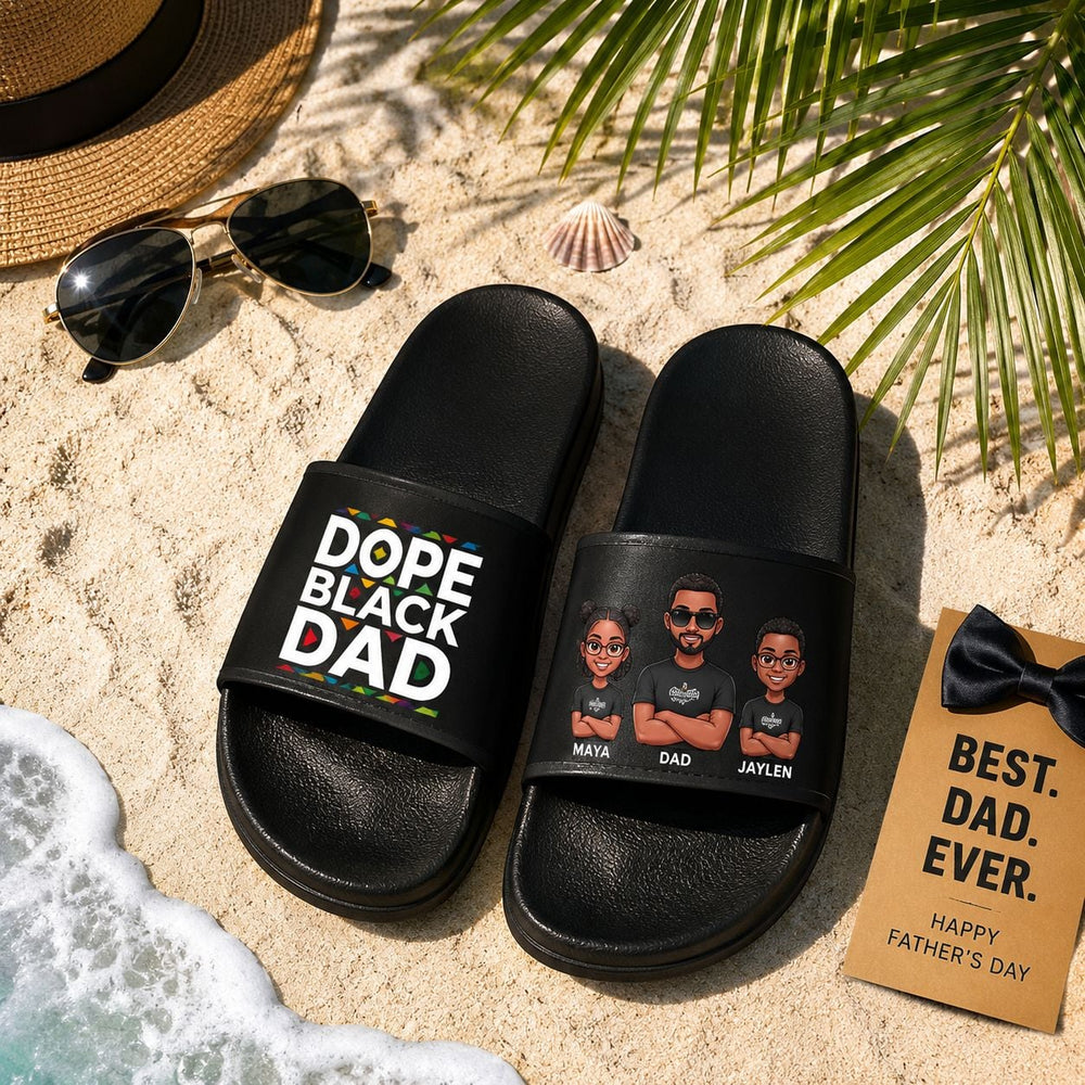Dope Black Dad Dope Dad - Personalized Sandals