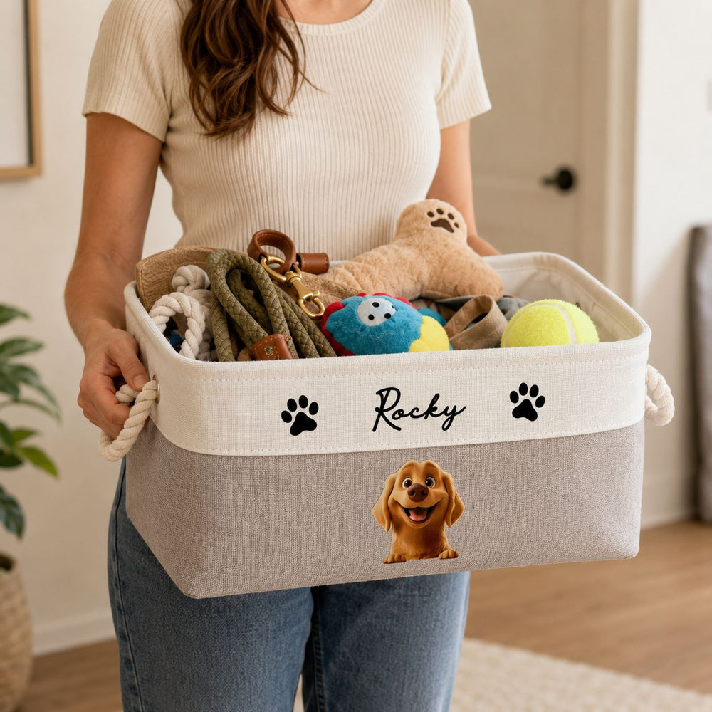Custom Pets For Dog Lovers, Cat Lovers - Personalized Storage Basket | Cute Pet Lover Gift