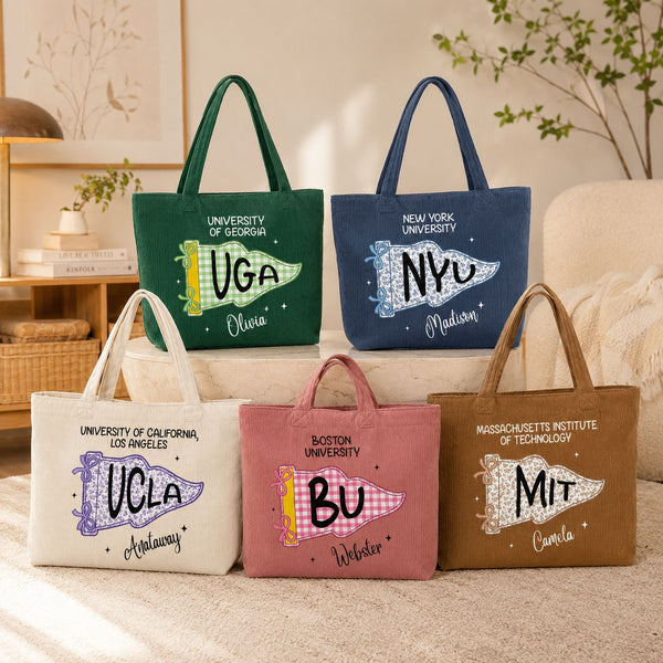 Pennant Flag Custom School Name - Personalized Tote Bag | Cute Back To School Gift For Students