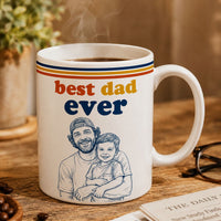 World's Best Dad Sketch Line Art Retro Mug Father's Day - Personalized Mug | Vintage Dad Gift