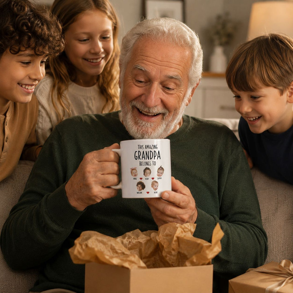 This Amazing Grandpa Belongs To Custom Kids Faces - Personalized Photo Mug