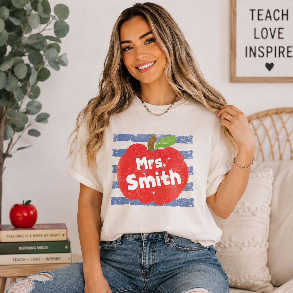 Coastal Apple Stripes Teacher Gift - Personalized Shirt