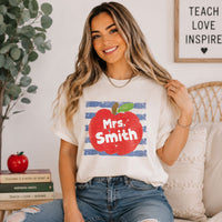 Coastal Apple Stripes Teacher Gift - Personalized Shirt
