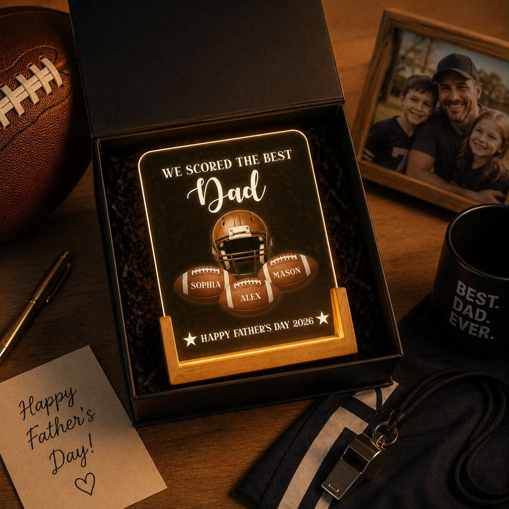 Football Dad We Scored The Best Dad - Personalized Night Light