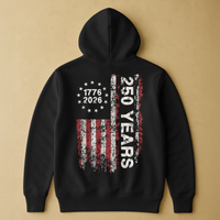 250 Years Distressed USA Flag - Back Printed Shirt