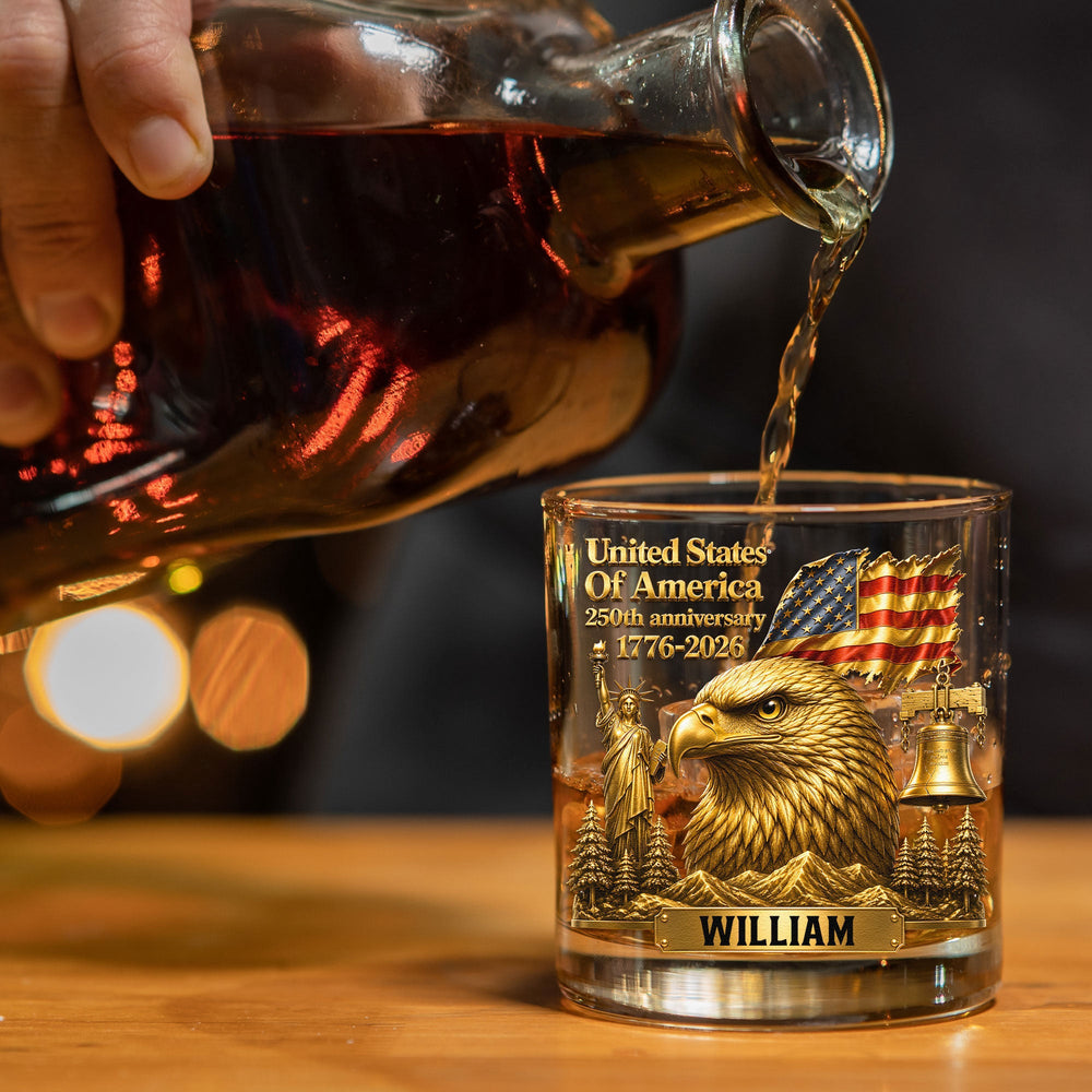 250th Anniversary - Personalized Whiskey Glass | Patriotic Bar Gift