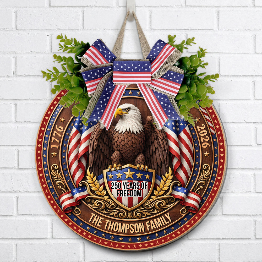 250 Years Of Freedom America Semiquincentennial Eagle Decor - Personalized Wood Sign