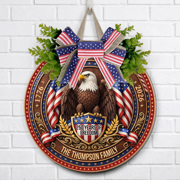 250 Years Of Freedom America Semiquincentennial Eagle Decor - Personalized Wood Sign