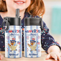 250 Years Of Freedom Kids Custom Name Patriotic Goose - Personalized Water Bottle
