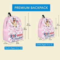 250 Years Of Freedom Kids Custom Name Patriotic Goose, Racoon - Personalized Backpack