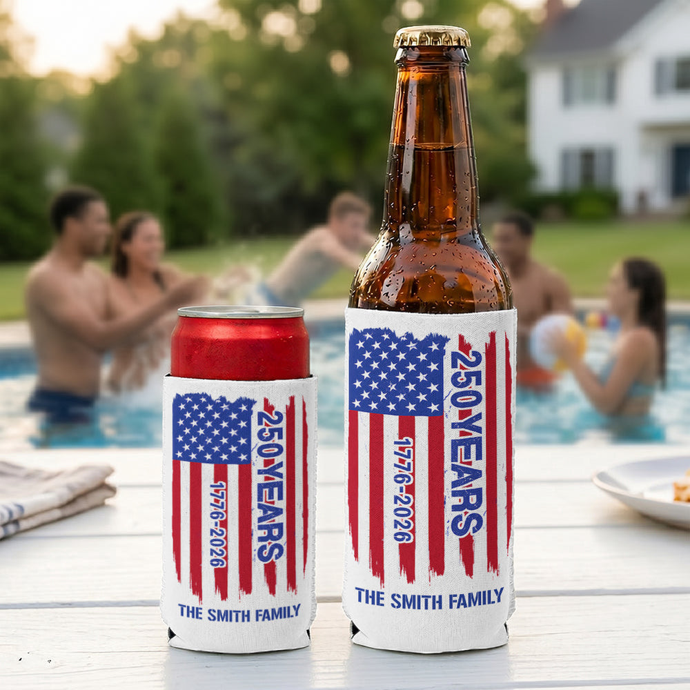 USA 250 Years Celebration Patriotic Gift - Personalized Can Cooler
