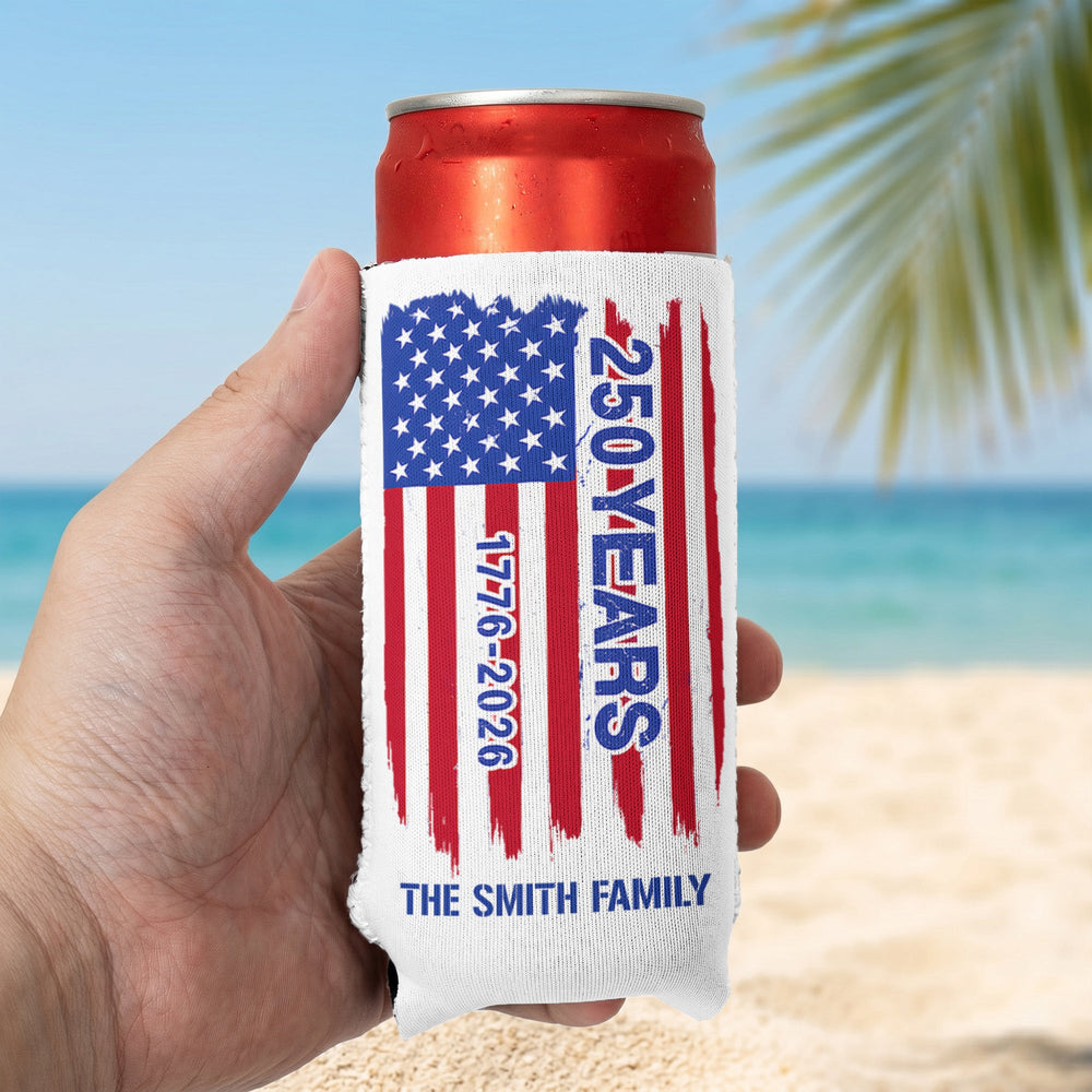 USA 250 Years Celebration Patriotic Gift - Personalized Can Cooler