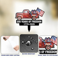 250 Years Of Freedom Red Truck Tractor Garden Decor - Personalized Garden Stake