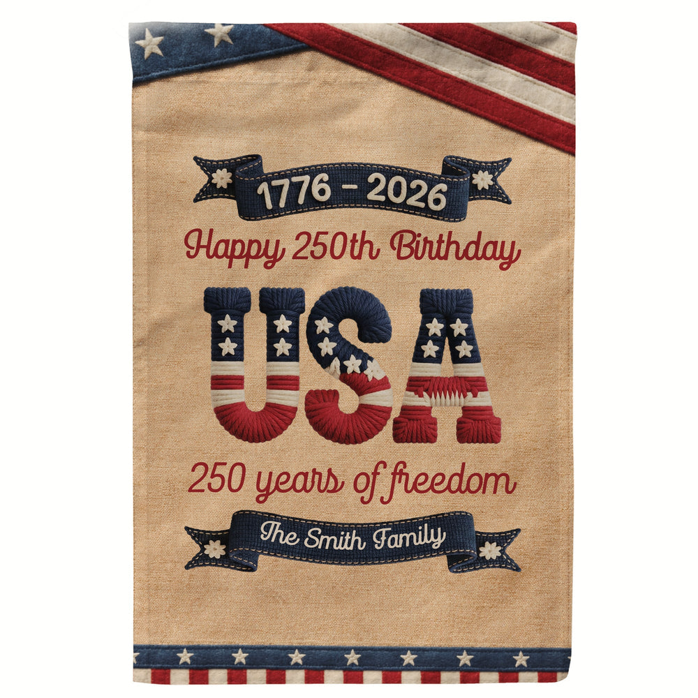 250 Years Of Freedom Usa Birthday Faux Pattern - Personalized Flag