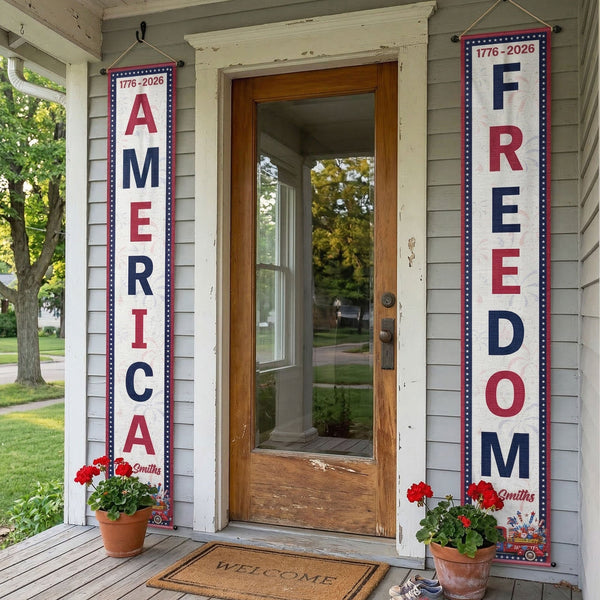 250 Years Of Freedom Usa Patriotic Decor - Personalized Porch Banners