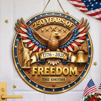 250 Years Of Freedom Faux Pattern - Personalized Wood Sign
