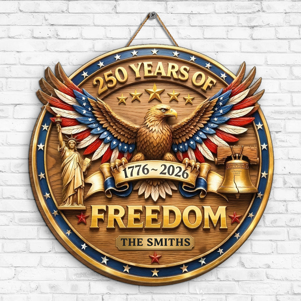 250 Years Of Freedom Faux Pattern - Personalized Wood Sign