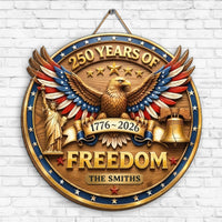 250 Years Of Freedom Faux Pattern - Personalized Wood Sign