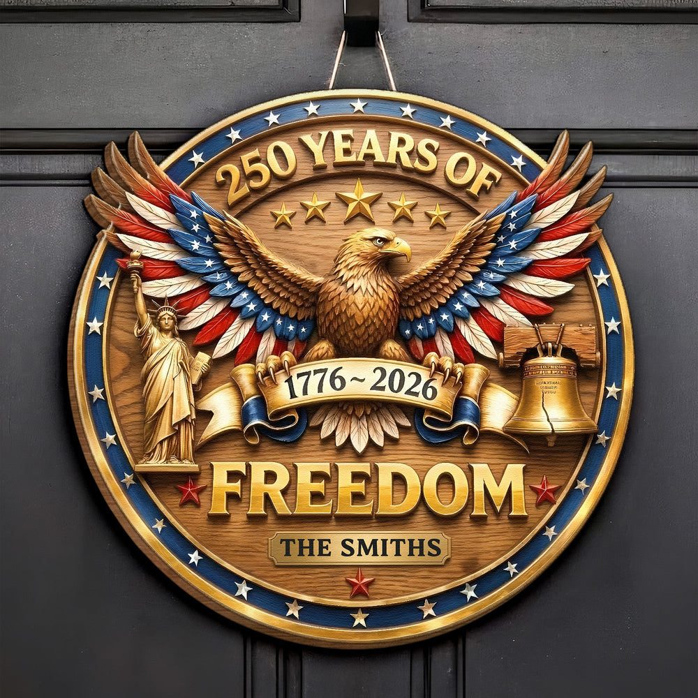 250 Years Of Freedom Faux Pattern - Personalized Wood Sign