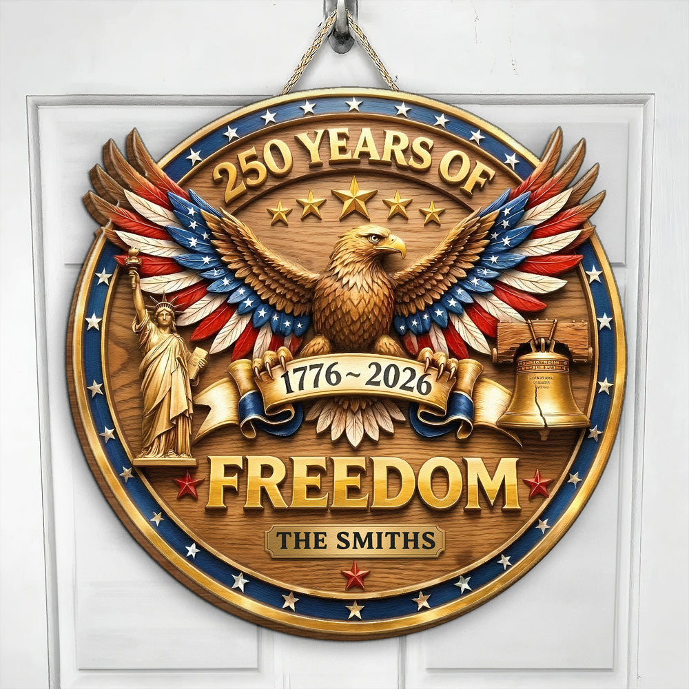 250 Years Of Freedom Faux Pattern - Personalized Wood Sign