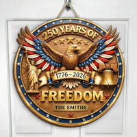 250 Years Of Freedom Faux Pattern - Personalized Wood Sign