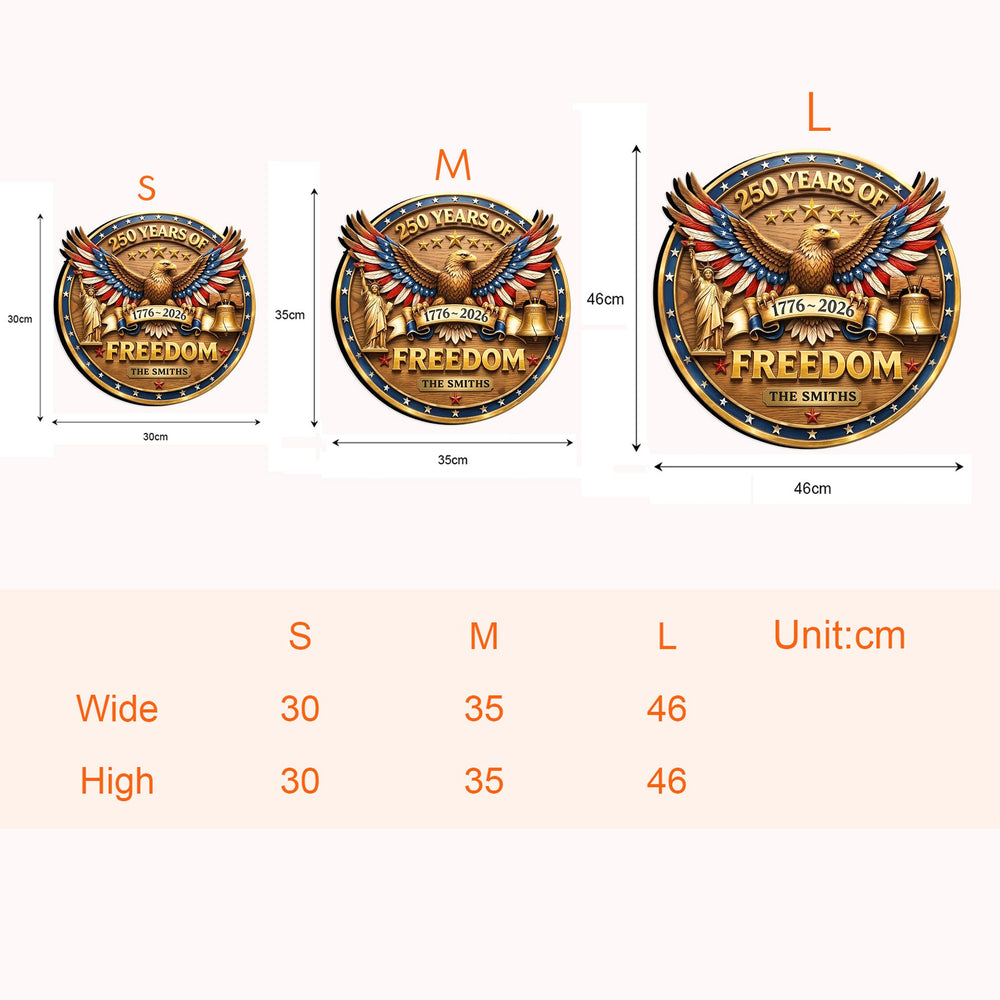 250 Years Of Freedom Faux Pattern - Personalized Wood Sign
