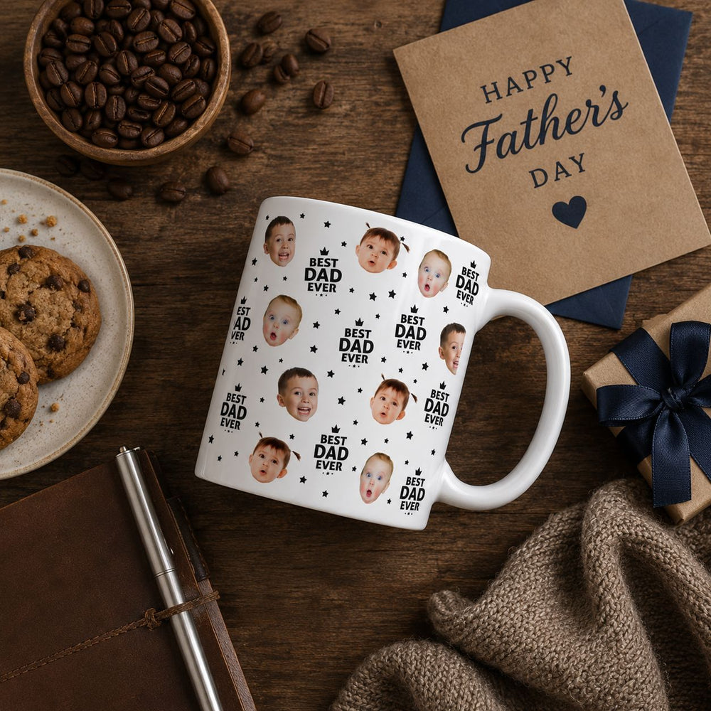 Best Dad Ever Custom Funny Kid Face Father's Day Gift For Dad, Husband, Grandpa - Personalized Mug | Gift For Dad & Grandpa