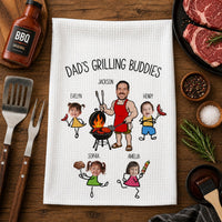 Dad's Grilling Buddies Father's Day Gift For Dad, Husband - Personalized Kitchen Towel | Fun BBQ Gift From Kids For Dad